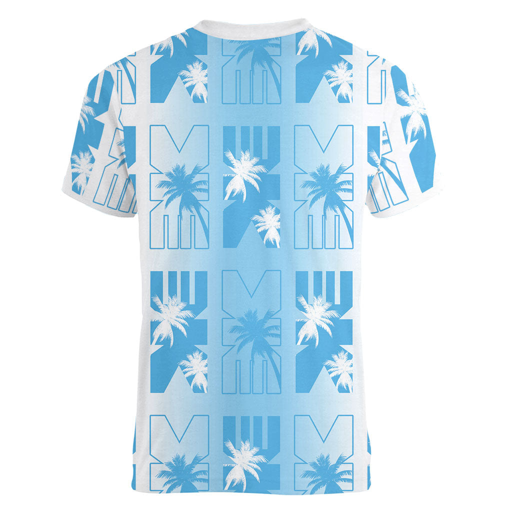 Bula Fiji Women V-Neck T-Shirt White Makare Masi Tapa Pattern