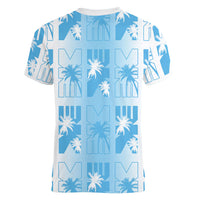 Bula Fiji Women V-Neck T-Shirt White Makare Masi Tapa Pattern