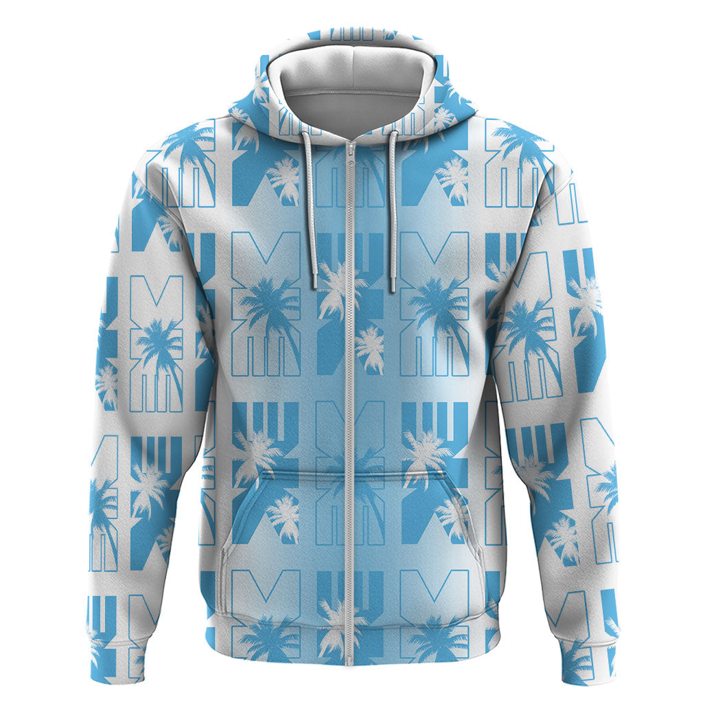 Bula Fiji Zip Hoodie White Makare Masi Tapa Pattern