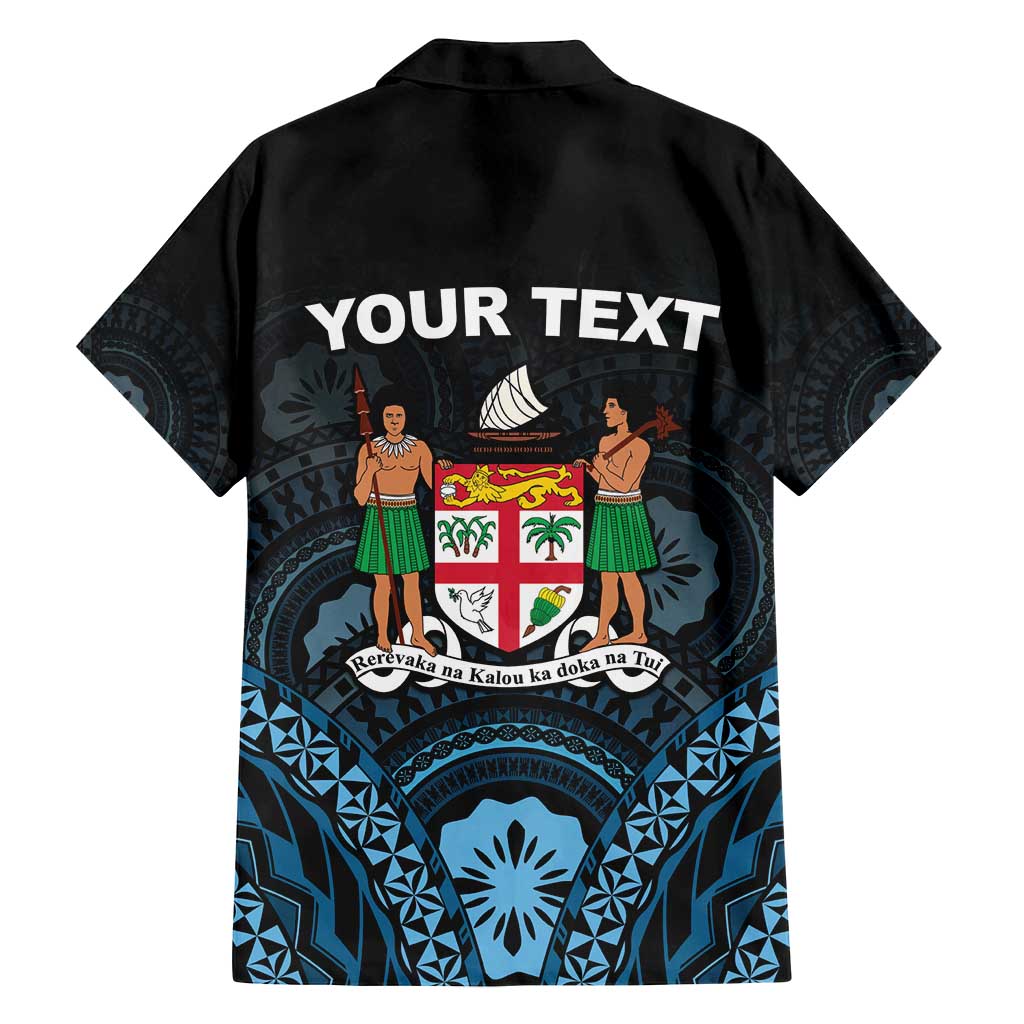 Personalised Happy Fiji Day 1970 Family Matching Long Sleeve Bodycon Dress and Hawaiian Shirt Flag Grunge Style