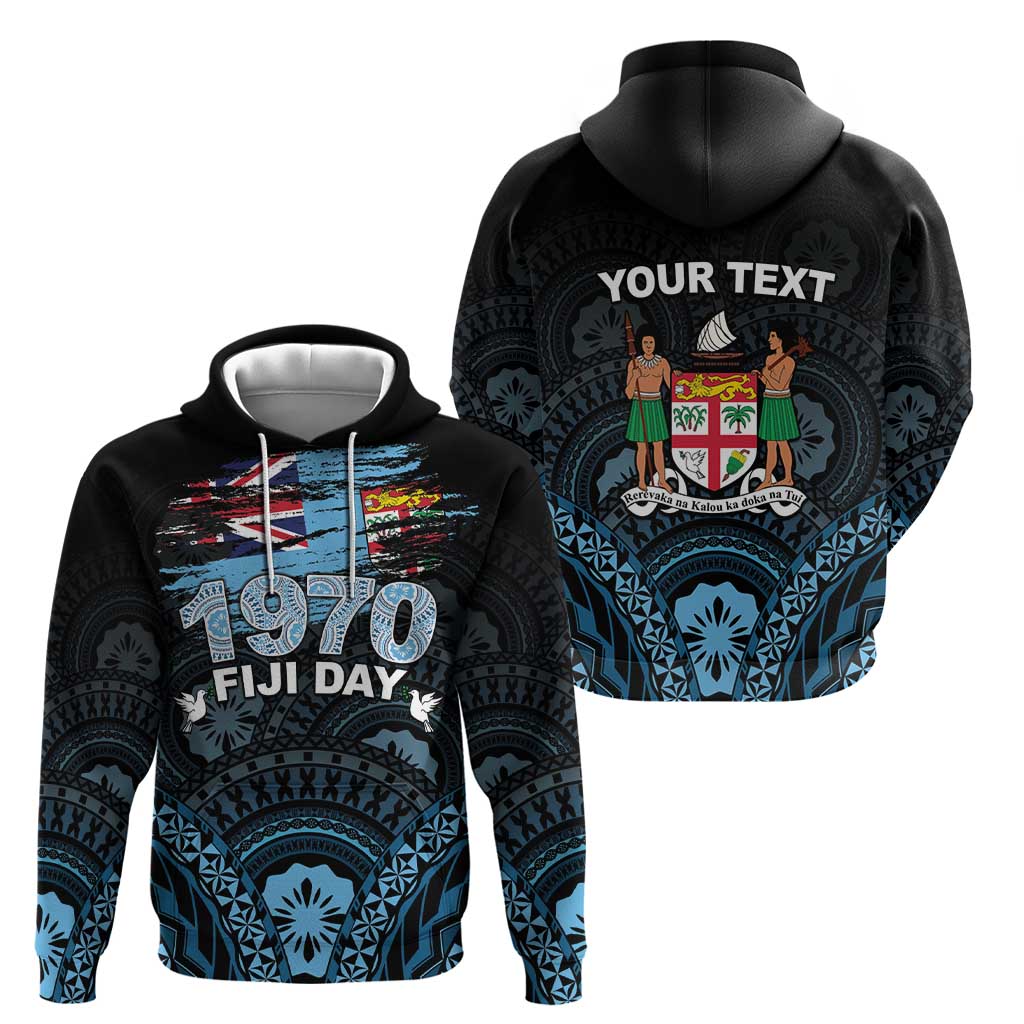 Personalised Happy Fiji Day 1970 Hoodie Flag Grunge Style LT05 - Polynesian Pride