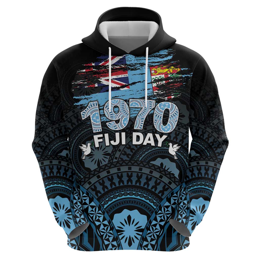 Personalised Happy Fiji Day 1970 Hoodie Flag Grunge Style LT05 - Polynesian Pride