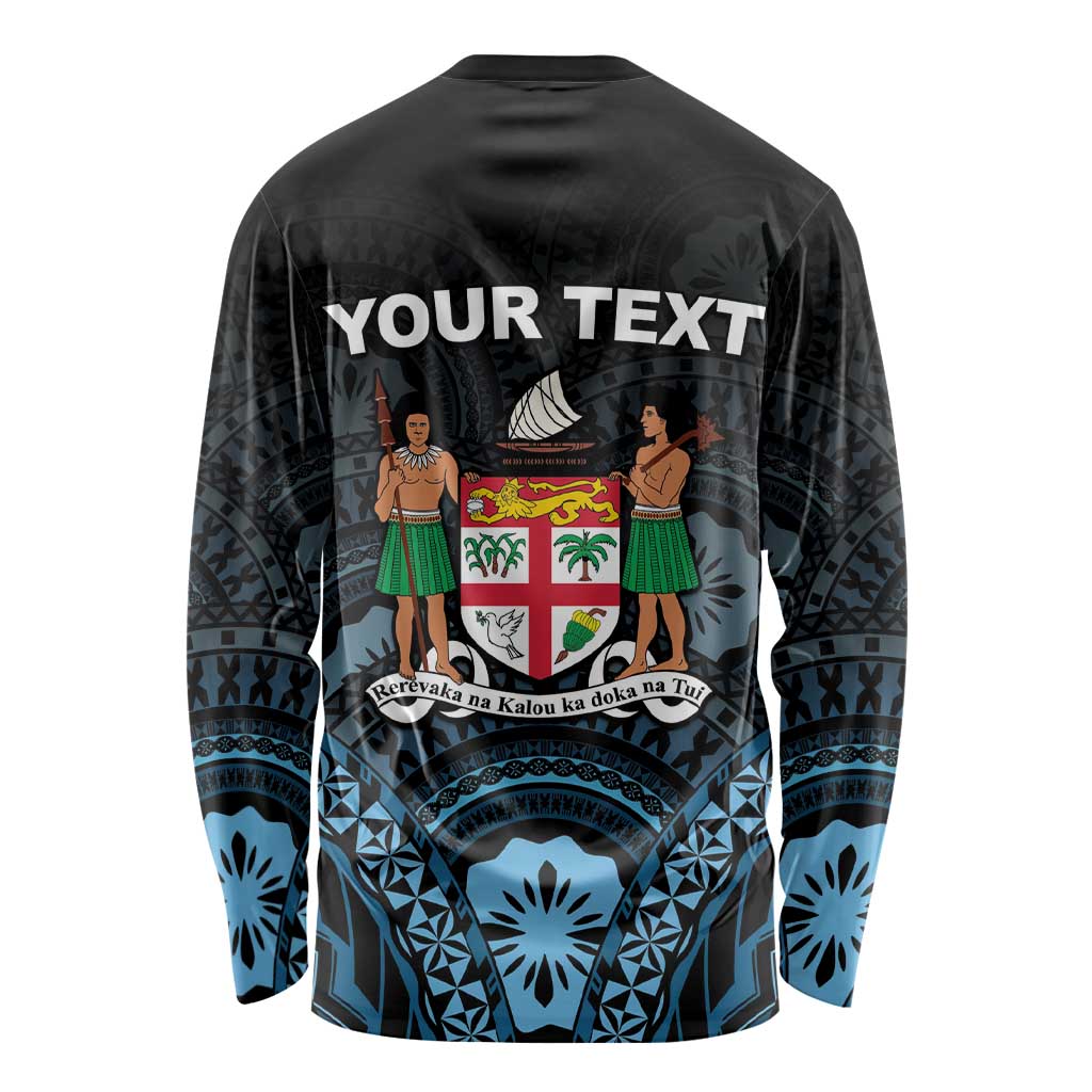 Personalised Happy Fiji Day 1970 Long Sleeve Shirt Flag Grunge Style