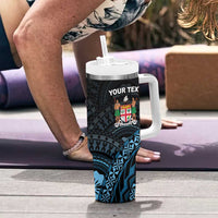 Personalised Happy Fiji Day 1970 Tumbler With Handle Flag Grunge Style
