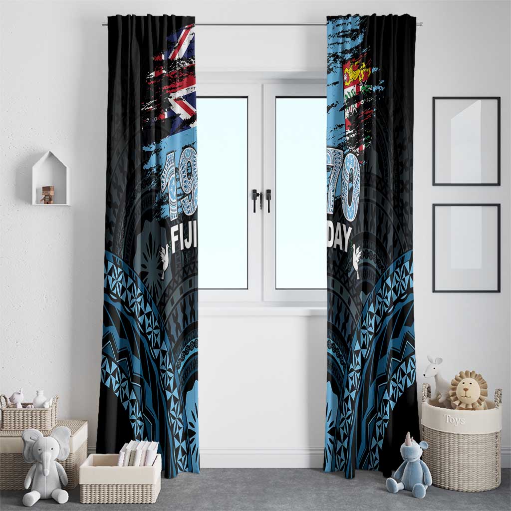 Happy Fiji Day 1970 Window Curtain Flag Grunge Style