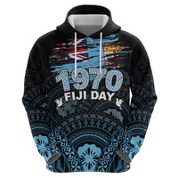 Personalised Happy Fiji Day 1970 Zip Hoodie Flag Grunge Style