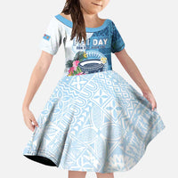Fiji Day Family Matching Tank Maxi Dress and Hawaiian Shirt Proud To Be Fijian LT05 Daughter's Dress Blue - Polynesian Pride