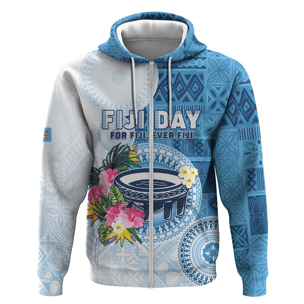 Fiji Day Hoodie Proud To Be Fijian LT05 Zip Hoodie Blue - Polynesian Pride