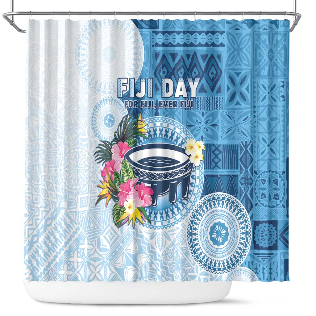Fiji Day Shower Curtain Proud To Be Fijian LT05 Blue - Polynesian Pride