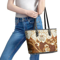Fiji Spring Break Leather Tote Bag Fijian Tapa Pattern Brown LT05 - Polynesian Pride