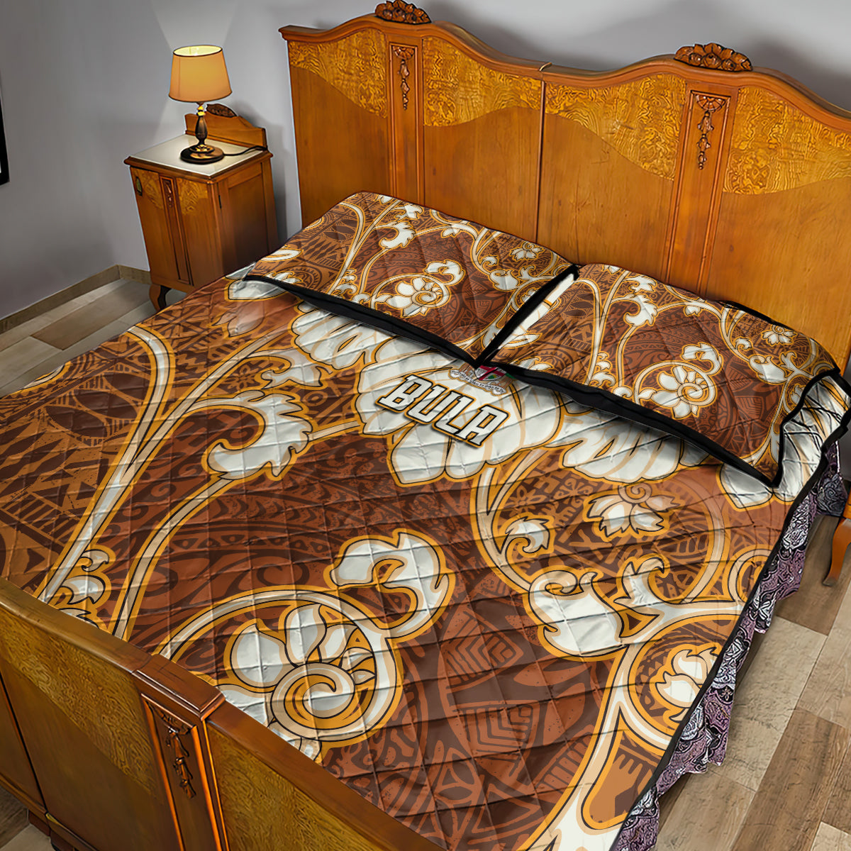 Fiji Spring Break Quilt Bed Set Fijian Tapa Pattern Brown LT05 - Polynesian Pride