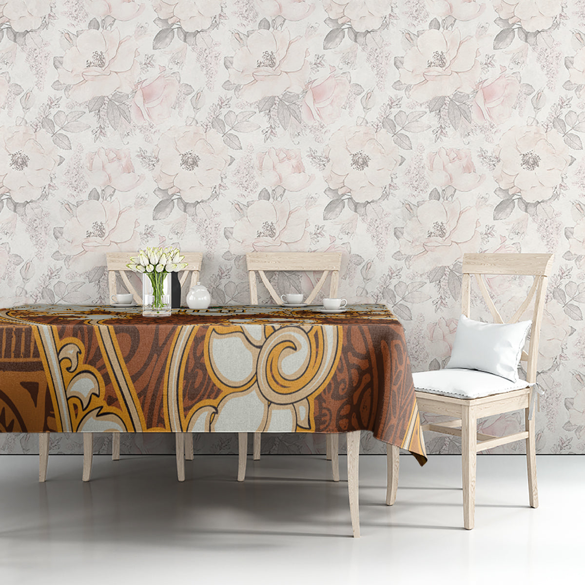 Fiji Spring Break Tablecloth Fijian Tapa Pattern Brown LT05 - Polynesian Pride