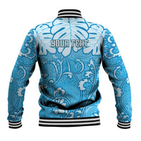 Personalized Fiji Spring Break Baseball Jacket Fijian Tapa Pattern Blue LT05 - Polynesian Pride