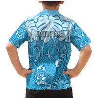 Personalized Fiji Spring Break Family Matching Mermaid Dress and Hawaiian Shirt Fijian Tapa Pattern Blue LT05 - Polynesian Pride