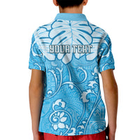 Personalized Fiji Spring Break Kid Polo Shirt Fijian Tapa Pattern Blue LT05 - Polynesian Pride
