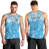 Personalized Fiji Spring Break Men Tank Top Fijian Tapa Pattern Blue LT05 - Polynesian Pride
