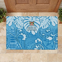 Fiji Spring Break Rubber Doormat Fijian Tapa Pattern Blue LT05 - Polynesian Pride