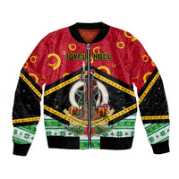 Personalized Vanuatu Christmas Bomber Jacket Santa God Yumi LT05 Unisex Red - Polynesian Pride
