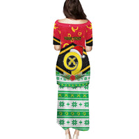 Personalized Vanuatu Christmas Family Matching Puletasi Dress and Hawaiian Shirt Santa God Yumi LT05 - Polynesian Pride