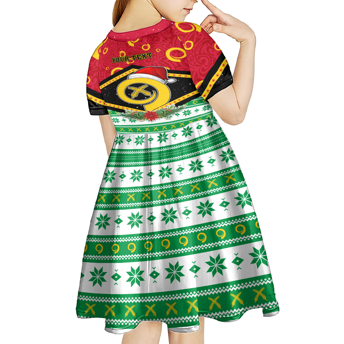 Personalized Vanuatu Christmas Kid Short Sleeve Dress Santa God Yumi LT05 - Polynesian Pride