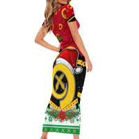 Personalized Vanuatu Christmas Short Sleeve Bodycon Dress Santa God Yumi LT05 - Polynesian Pride