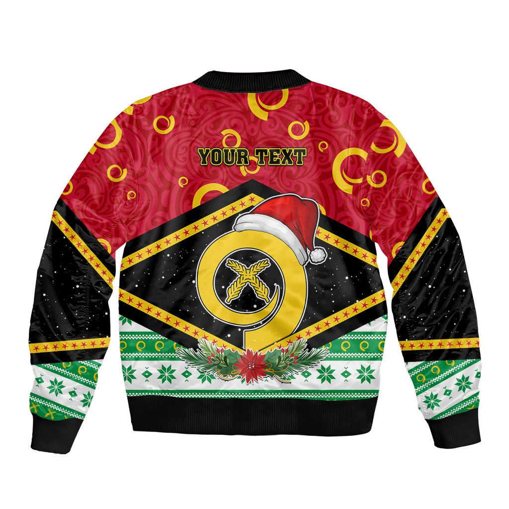 Personalized Vanuatu Christmas Sleeve Zip Bomber Jacket Santa God Yumi LT05 - Polynesian Pride
