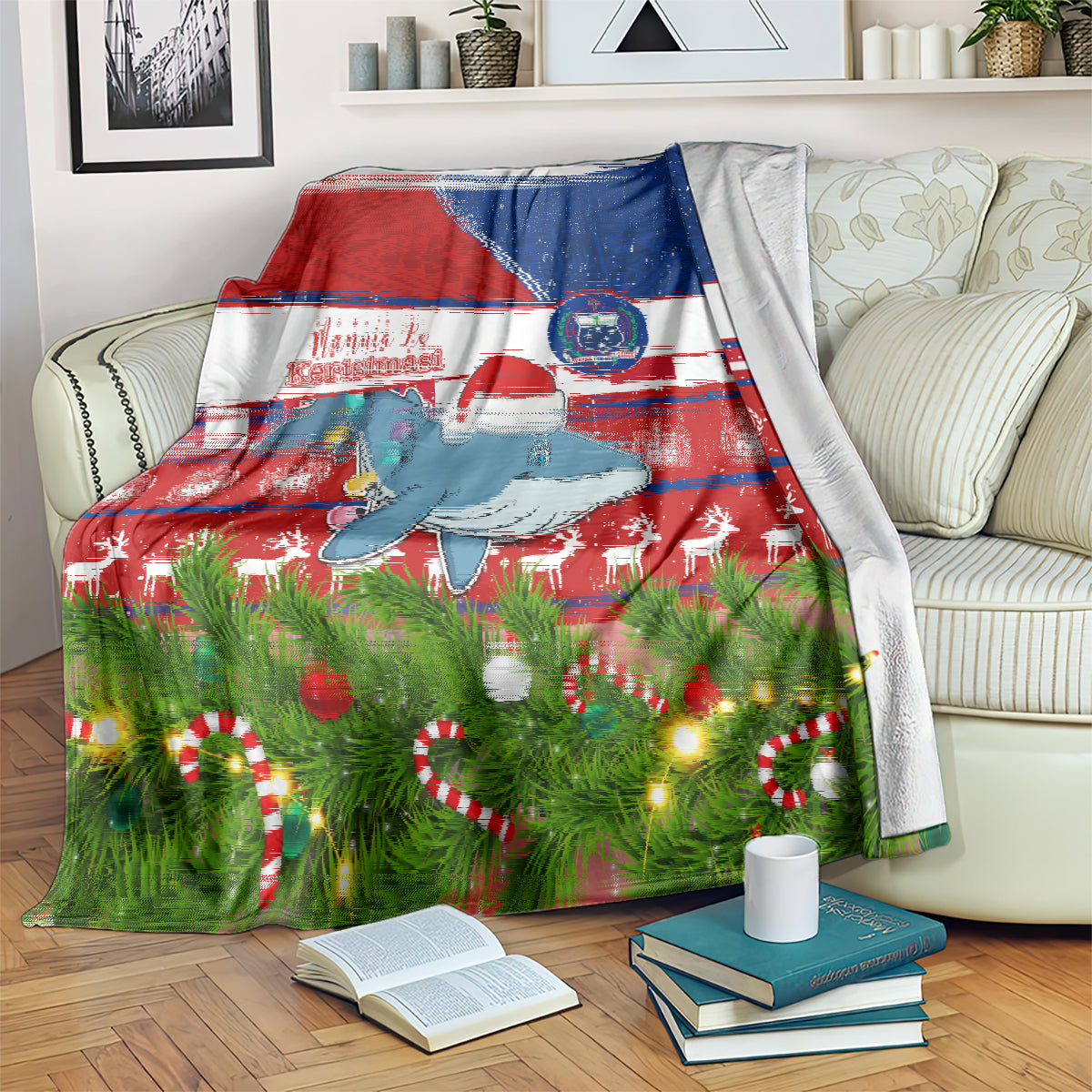 Samoa Christmas Blanket Santas Whale Manuia Le Kerisimasi LT05 - Polynesian Pride