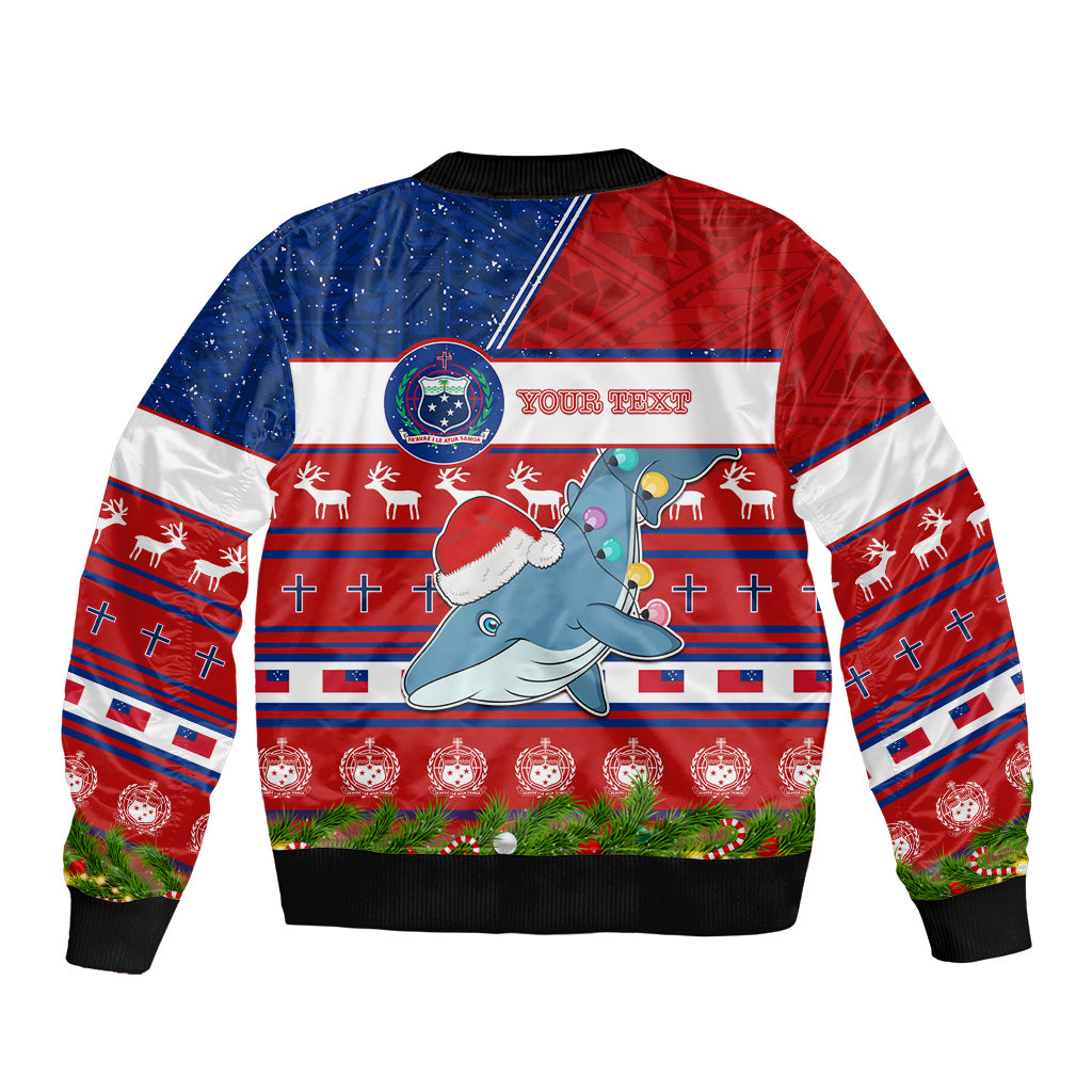 Personalized Samoa Christmas Bomber Jacket Santas Whale Manuia Le Kerisimasi LT05 - Polynesian Pride