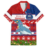Personalized Samoa Christmas Family Matching Off Shoulder Long Sleeve Dress and Hawaiian Shirt Santas Whale Manuia Le Kerisimasi LT05 Dad's Shirt - Short Sleeve Red - Polynesian Pride