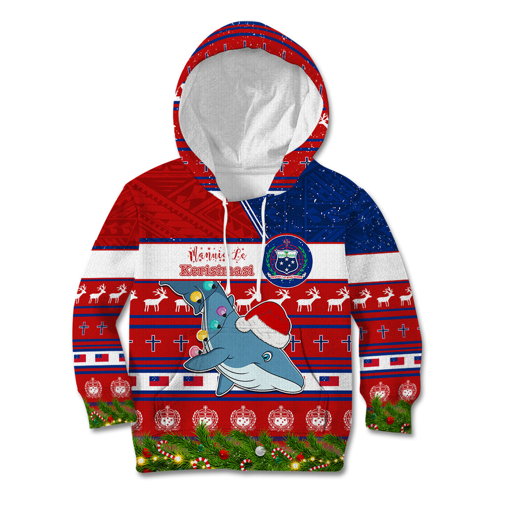 Personalized Samoa Christmas Kid Hoodie Santas Whale Manuia Le Kerisimasi LT05 Hoodie Red - Polynesian Pride