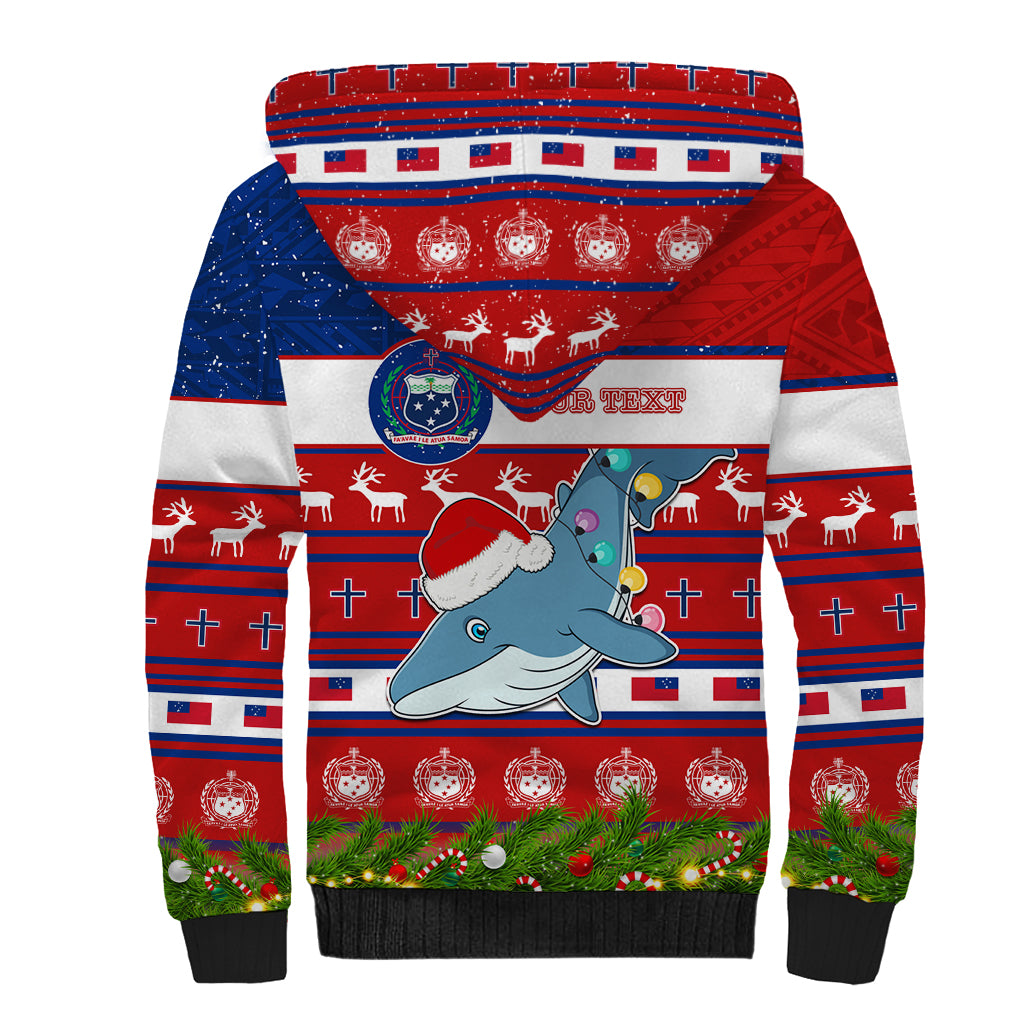 Personalized Samoa Christmas Sherpa Hoodie Santas Whale Manuia Le Kerisimasi LT05 - Polynesian Pride