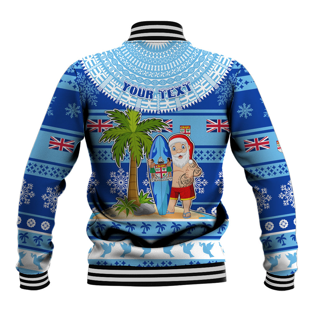 Personalized Fiji Christmas Baseball Jacket Santa Claus Surf Marau Na Kerisimasi LT05 - Polynesian Pride