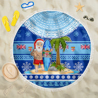 Fiji Christmas Beach Blanket Santa Claus Surf Marau Na Kerisimasi LT05 One Size 150cm Blue - Wonder Print Shop
