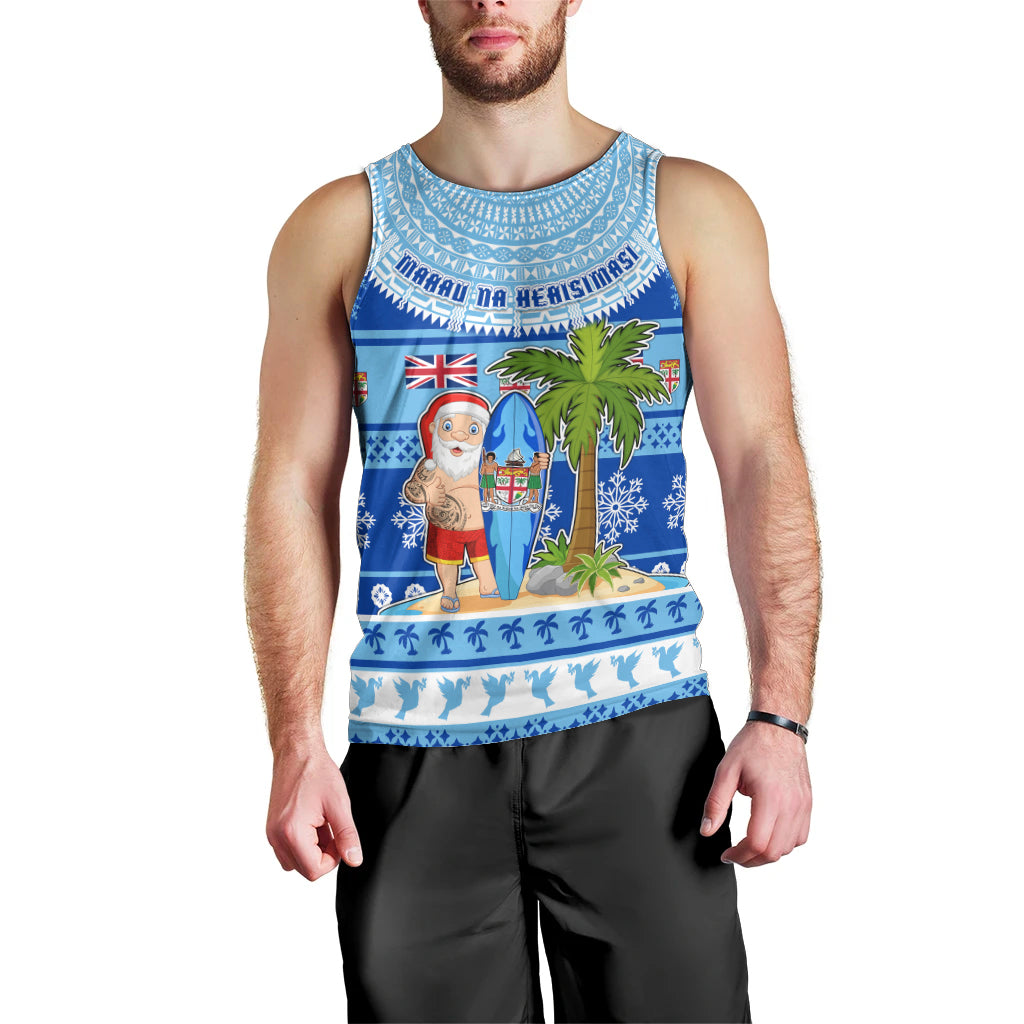 Personalized Fiji Christmas Men Tank Top Santa Claus Surf Marau Na Kerisimasi LT05 - Polynesian Pride
