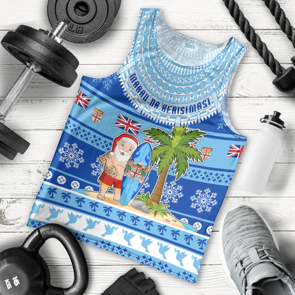 Personalized Fiji Christmas Men Tank Top Santa Claus Surf Marau Na Kerisimasi LT05 - Polynesian Pride