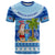 Personalized Fiji Christmas T Shirt Santa Claus Surf Marau Na Kerisimasi LT05 Blue - Polynesian Pride