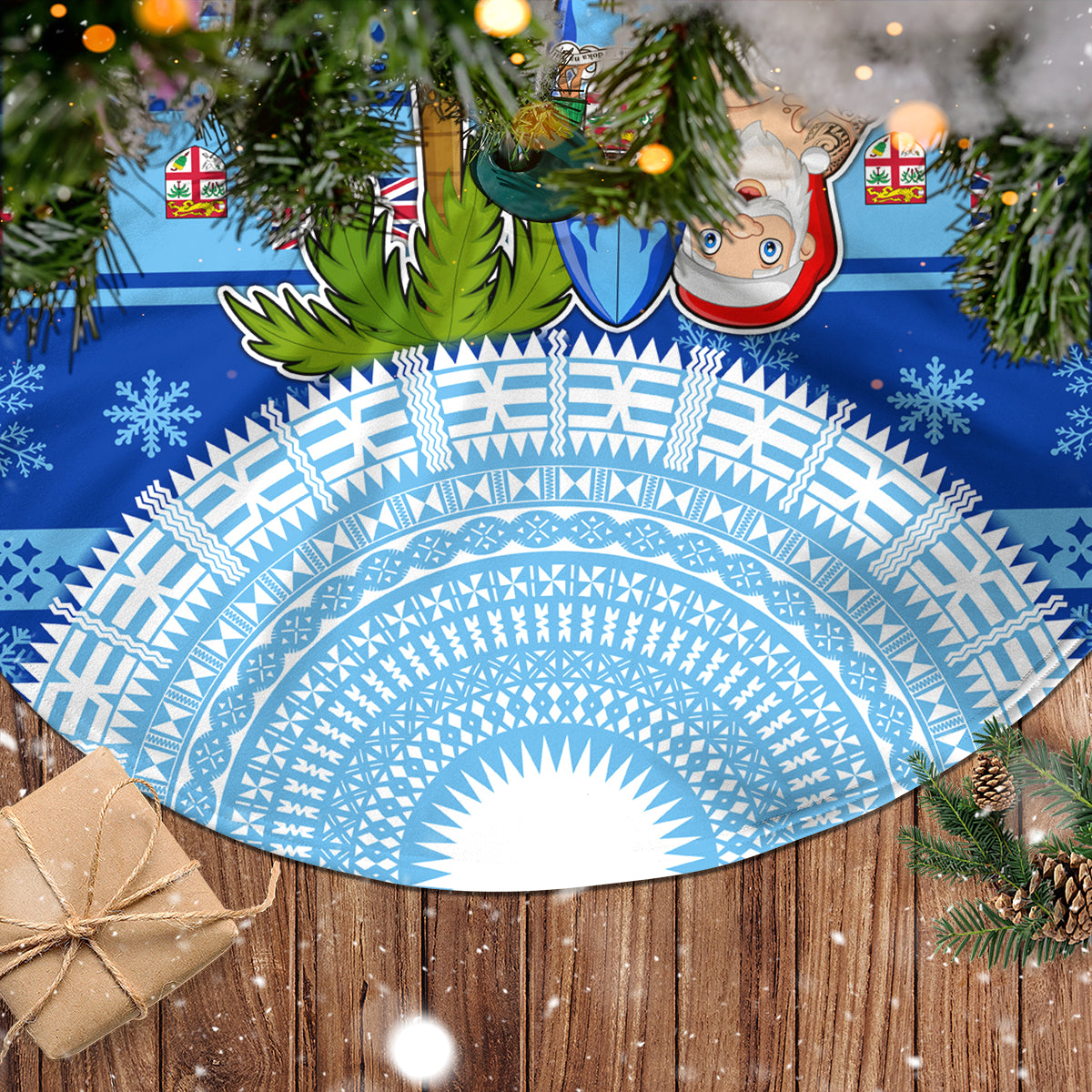 Fiji Christmas Tree Skirt Santa Claus Surf Marau Na Kerisimasi LT05 - Polynesian Pride