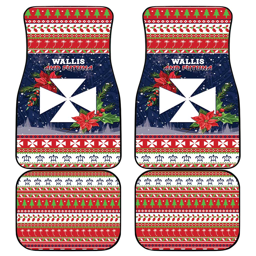 Wallis and Futuna Christmas Car Mats Poinsettia Joyeux Noel LT05 - Polynesian Pride