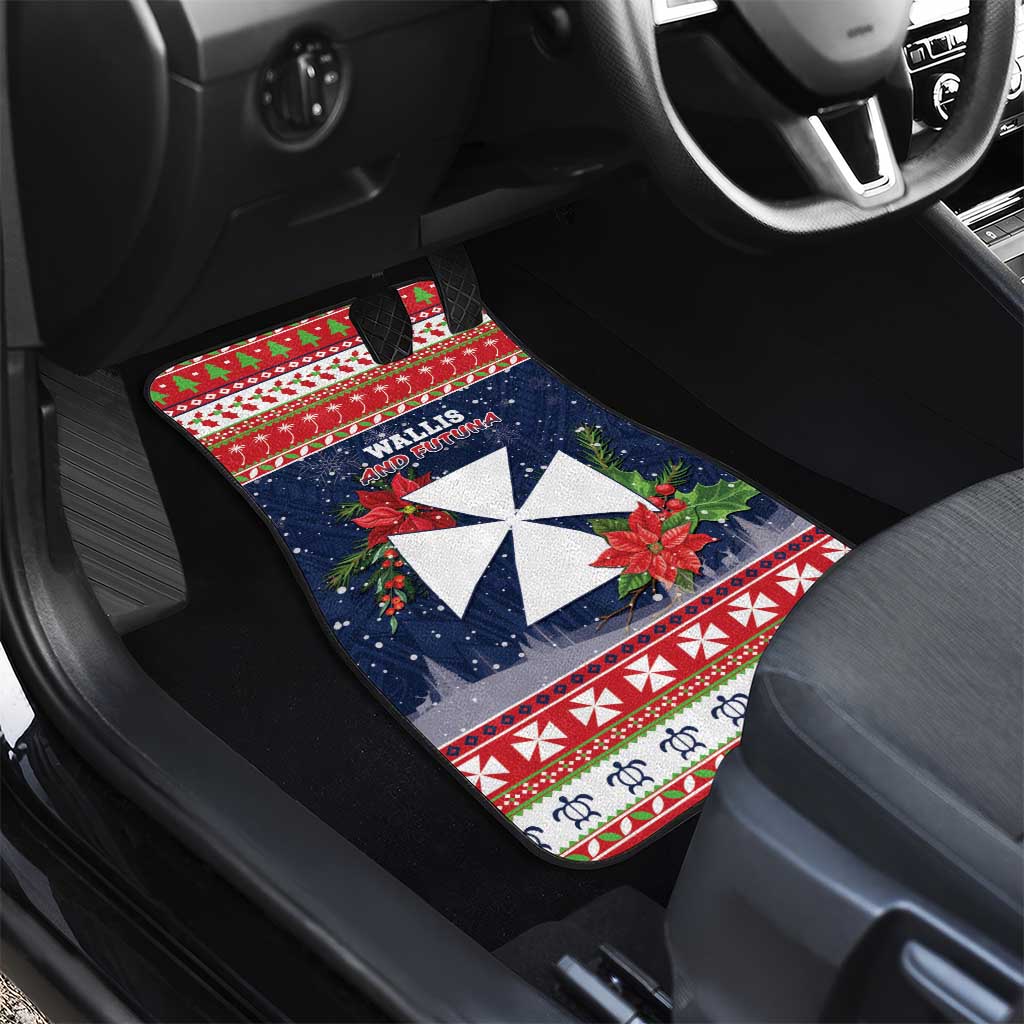 Wallis and Futuna Christmas Car Mats Poinsettia Joyeux Noel LT05 - Polynesian Pride