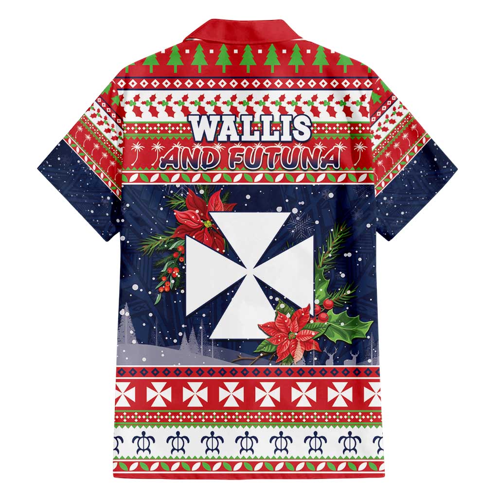 Wallis and Futuna Christmas Family Matching Off Shoulder Maxi Dress and Hawaiian Shirt Poinsettia Joyeux Noel