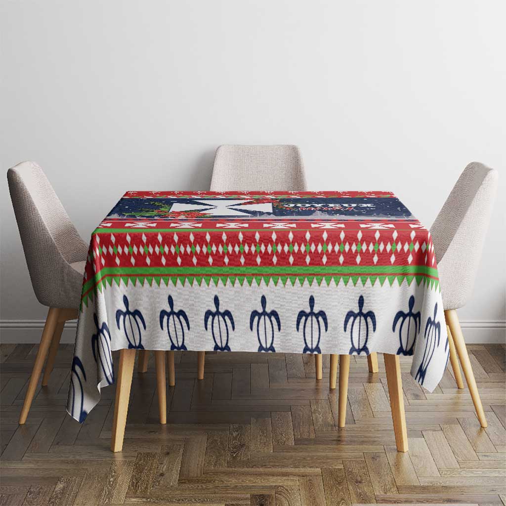 Wallis and Futuna Christmas Tablecloth Poinsettia Joyeux Noel