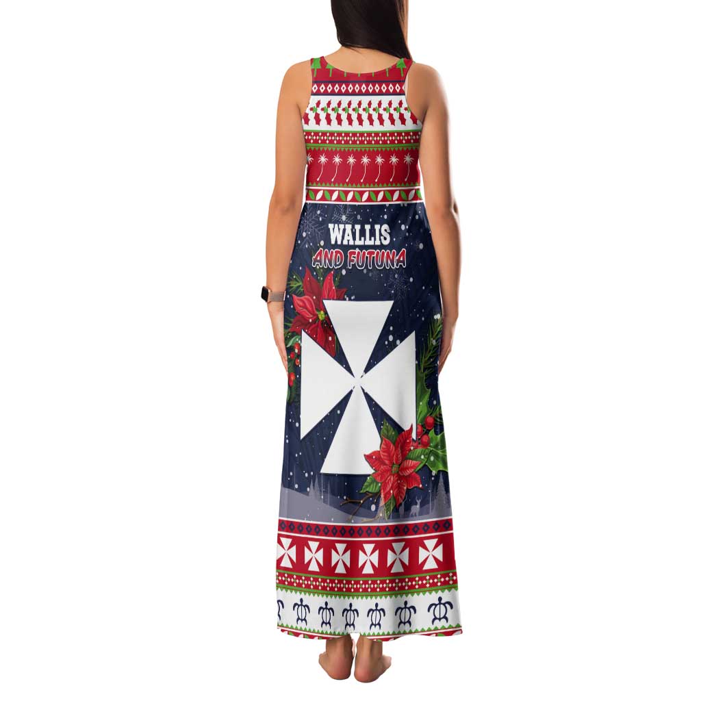 Wallis and Futuna Christmas Tank Maxi Dress Poinsettia Joyeux Noel