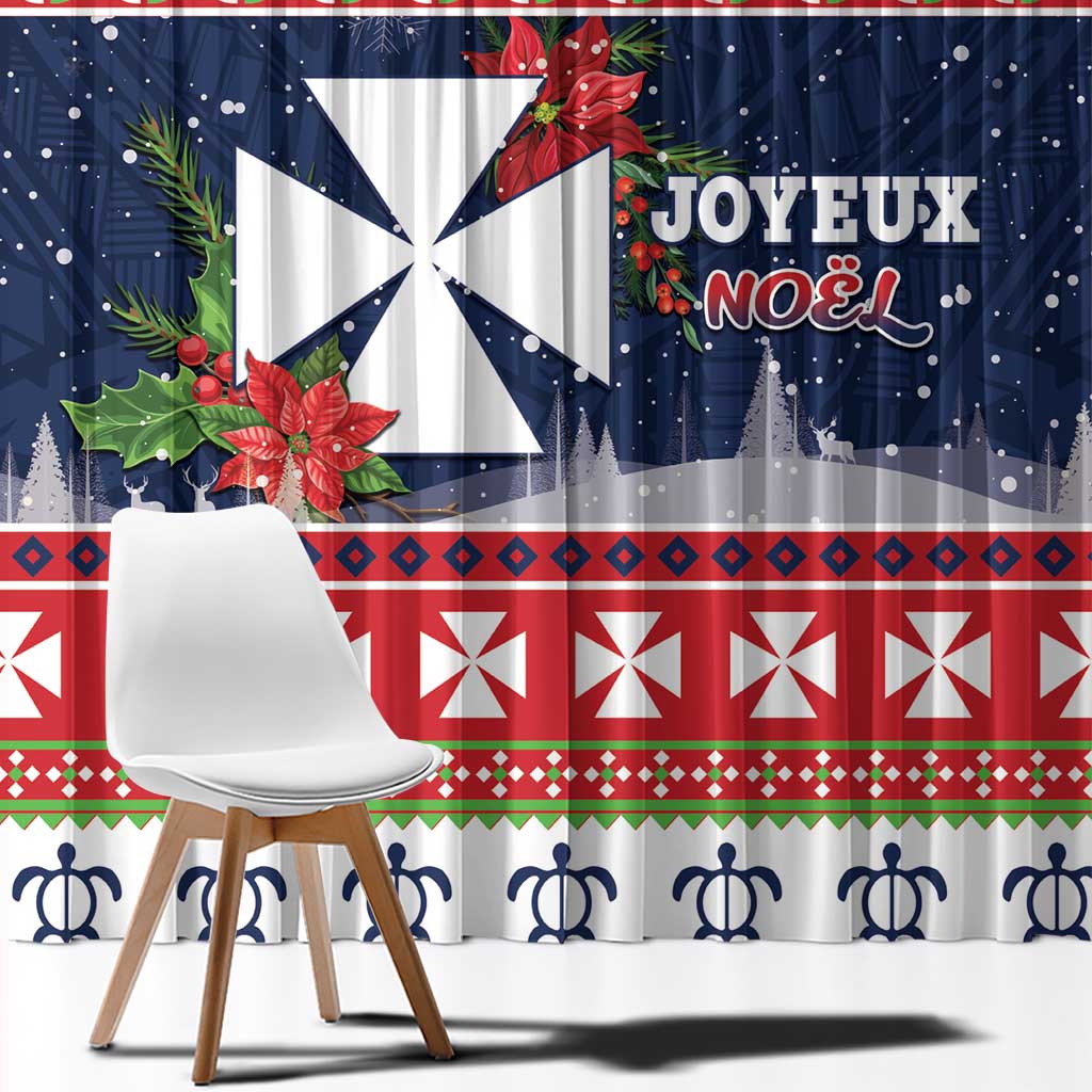Wallis and Futuna Christmas Window Curtain Poinsettia Joyeux Noel