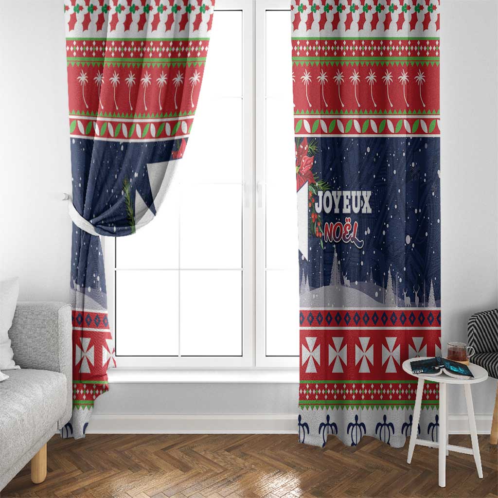 Wallis and Futuna Christmas Window Curtain Poinsettia Joyeux Noel