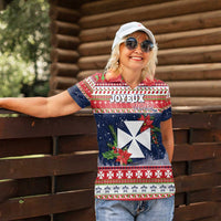 Wallis and Futuna Christmas Women Polo Shirt Poinsettia Joyeux Noel