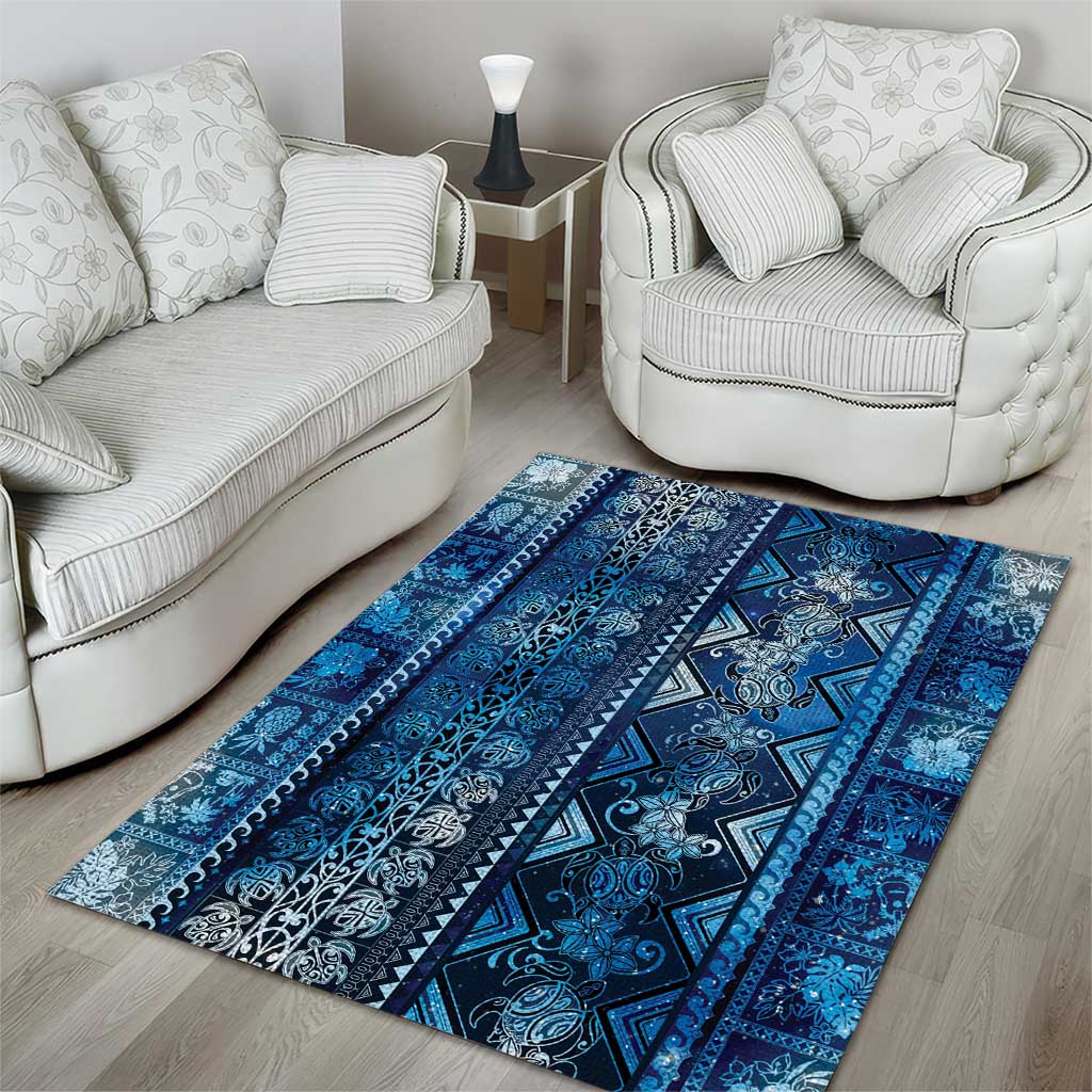 Hawaii Makahiki Turtle Area Rug Galaxy Tapa Pattern - Polynesian Pride