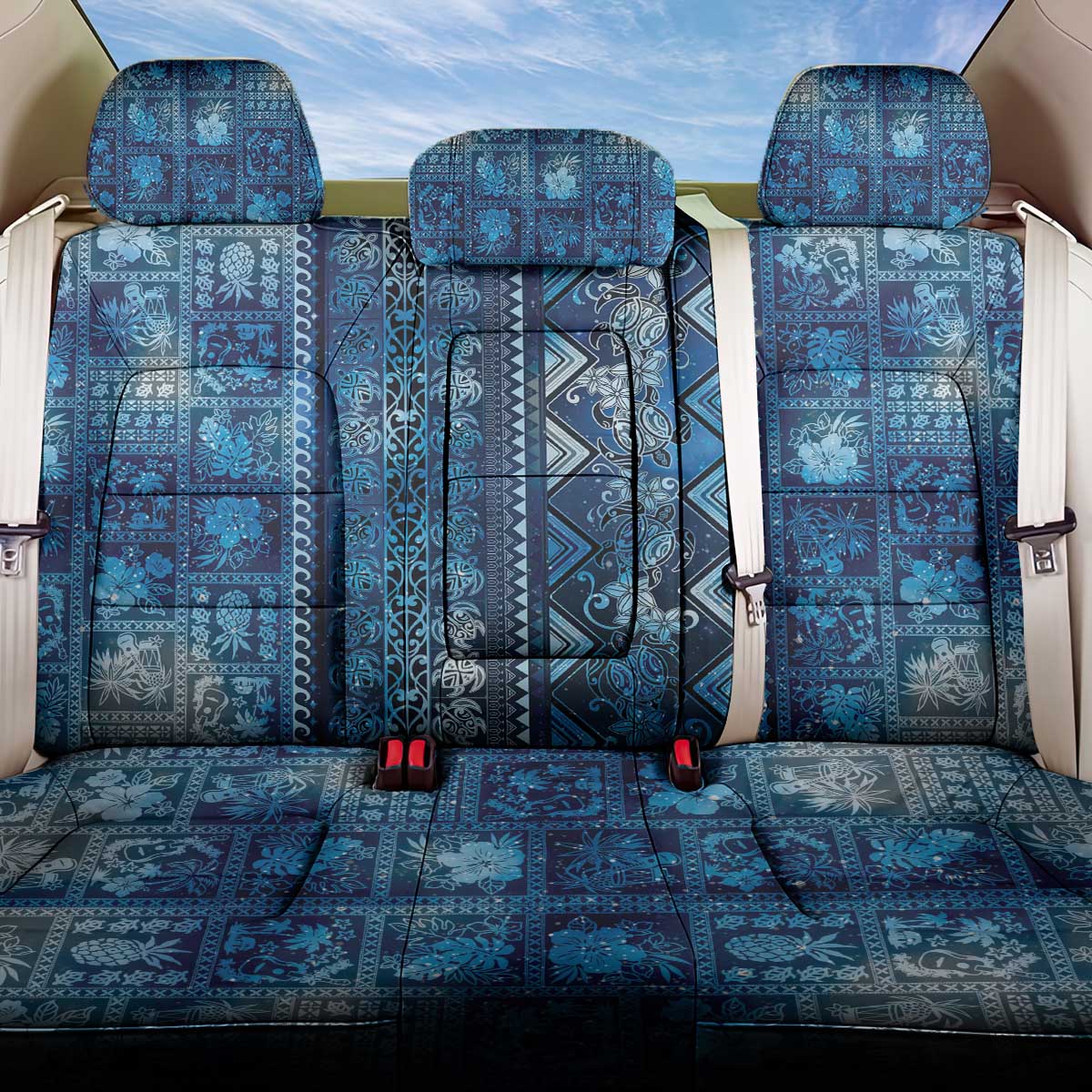 Hawaii Makahiki Turtle Back Car Seat Cover Galaxy Tapa Pattern - Polynesian Pride