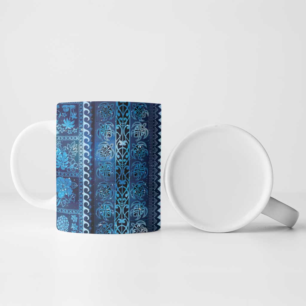 Hawaii Makahiki Turtle Ceramic Mug Galaxy Tapa Pattern - Polynesian Pride