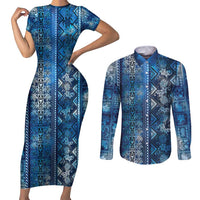 Hawaii Makahiki Turtle Couples Matching Short Sleeve Bodycon Dress and Long Sleeve Button Shirt Galaxy Tapa Pattern - Polynesian Pride