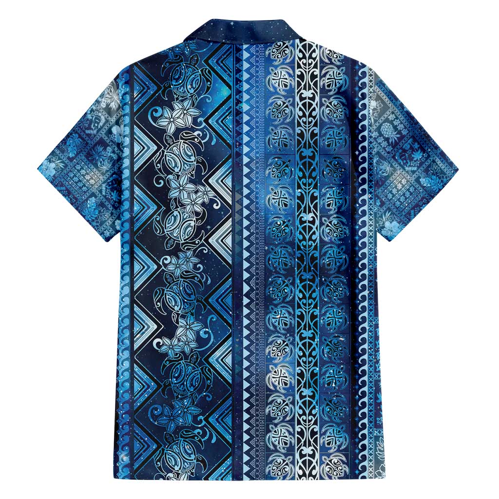 Hawaii Makahiki Turtle Family Matching Off Shoulder Maxi Dress and Hawaiian Shirt Galaxy Tapa Pattern - Polynesian Pride